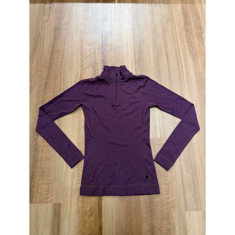 Smartwool 1/4 Zip Base Layer Women XS Purple Merino Wool SW002828 Raglan Sleeve